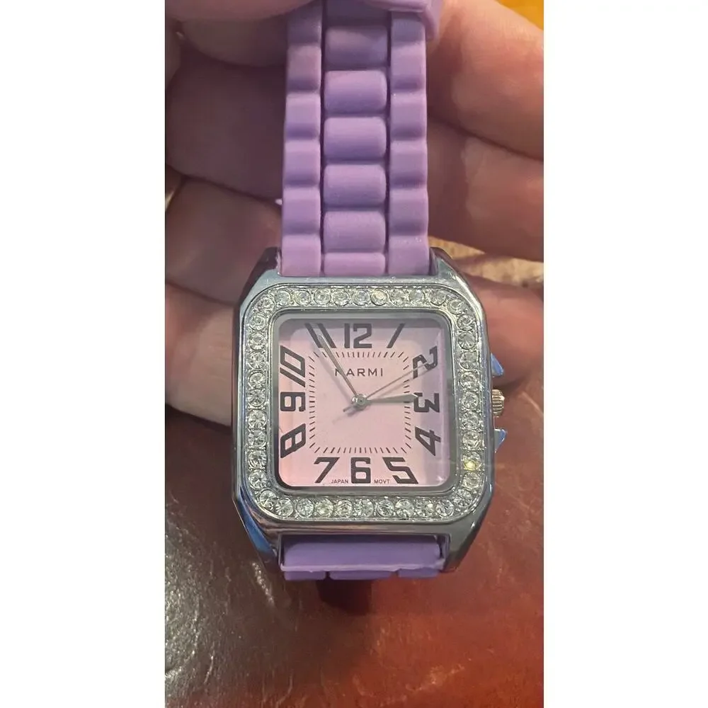 Women's 37mm silver Tone Narmi Watch, Crystal Accents, Lavender Band and Face